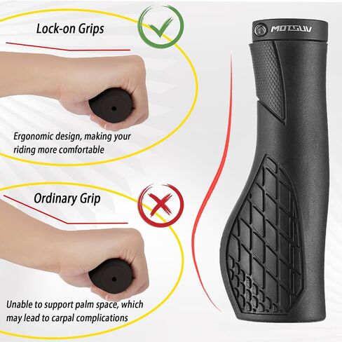 Bike Handlebar Grips,Single Lock on Bicycle Handle Bar, for BMX, Mountain, Beach Cruiser, Scooter, Folding Bike, Soft Non-Slip-Rubber Hand Grip Comfortable Ergonomic Design in Saudi Arabia