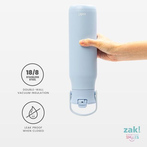 Zak Designs Disney Lilo & Stitch Harmony Water Bottle for Travel or At Home, 32oz Stainless Steel is Leak-Proof When Closed and Vacuum Insulated with Straw Lid, Carry Handle, and 3D Artwork in Saudi Arabia