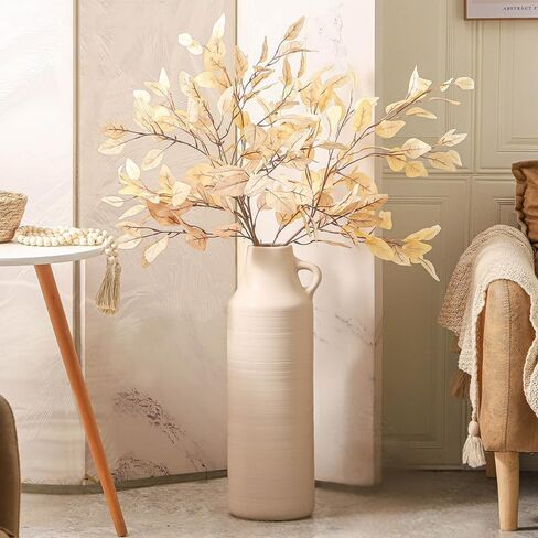 Mitt&Ditt Tall Floor Vase with Handles, 22.8 inch Large Flower Vase, Boho Decorative Pampas Grass Vases, Modern Ceramic Vase for Home Decor, Living Room, Table (White) in Saudi Arabia