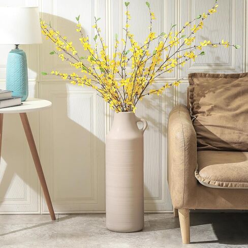 Mitt&Ditt Tall Floor Vase with Handles, 22.8 inch Large Flower Vase, Boho Decorative Pampas Grass Vases, Modern Ceramic Vase for Home Decor, Living Room, Table (White) in Saudi Arabia