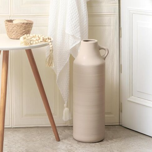 Mitt&Ditt Tall Floor Vase with Handles, 22.8 inch Large Flower Vase, Boho Decorative Pampas Grass Vases, Modern Ceramic Vase for Home Decor, Living Room, Table (White) in Saudi Arabia