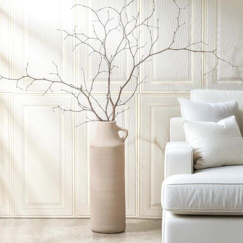Mitt&Ditt Tall Floor Vase with Handles, 22.8 inch Large Flower Vase, Boho Decorative Pampas Grass Vases, Modern Ceramic Vase for Home Decor, Living Room, Table (White) in Saudi Arabia