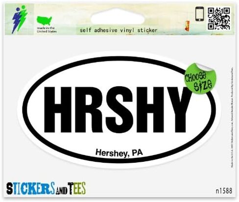 HRSHY Hershey PA Oval Car Sticker Indoor Outdoor 5" x 3" in Saudi Arabia