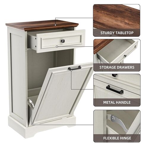 SPERGEHOM 13 جالون الميل خارج القمامة يمكن خزانة نفايات المطبخ الخفية خفية خزانة قمة محددة لإعادة تدوير القمامة مع درج المهملات إثبات أليفة علبة للمطبخ وغرفة المعيش in Kuwait