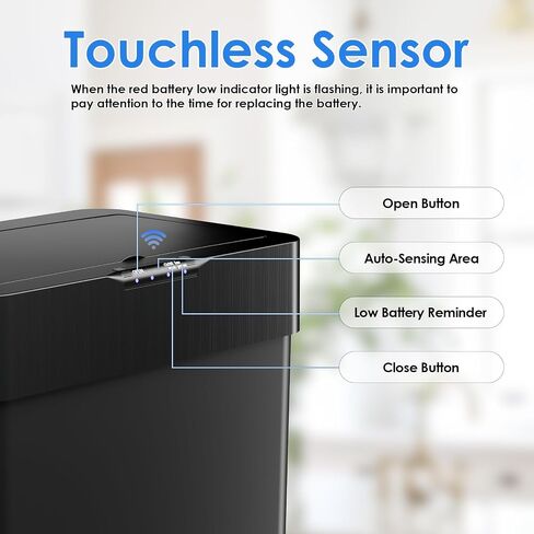 AthLike Sensor Trash Can, Touchless Motion Sensor Trash Bin, Smart Automatic Garbage Can with Soft-Close Lid, Bag Retainer Ring and Display Light,for Kitchen,Living Room Office (White, 18.5 Gal) in Saudi Arabia