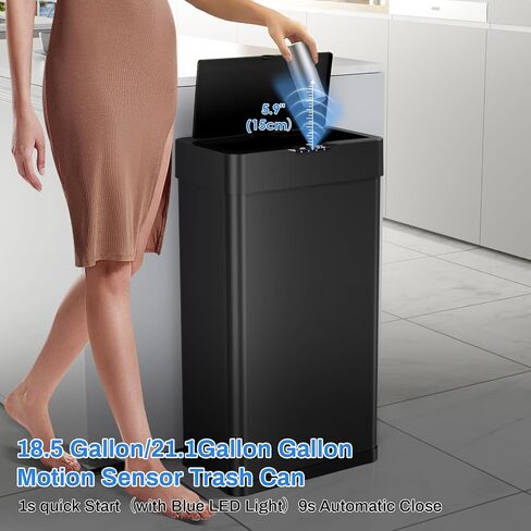 AthLike Sensor Trash Can, Touchless Motion Sensor Trash Bin, Smart Automatic Garbage Can with Soft-Close Lid, Bag Retainer Ring and Display Light,for Kitchen,Living Room Office (White, 18.5 Gal) in Saudi Arabia