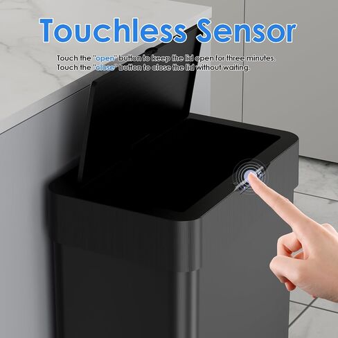 AthLike Sensor Trash Can, Touchless Motion Sensor Trash Bin, Smart Automatic Garbage Can with Soft-Close Lid, Bag Retainer Ring and Display Light,for Kitchen,Living Room Office (White, 18.5 Gal) in Saudi Arabia