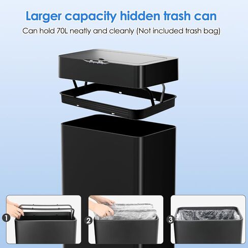 AthLike Sensor Trash Can, Touchless Motion Sensor Trash Bin, Smart Automatic Garbage Can with Soft-Close Lid, Bag Retainer Ring and Display Light,for Kitchen,Living Room Office (White, 18.5 Gal) in Saudi Arabia