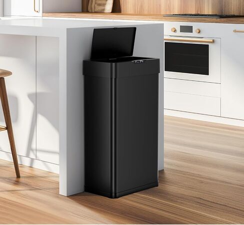 AthLike Sensor Trash Can, Touchless Motion Sensor Trash Bin, Smart Automatic Garbage Can with Soft-Close Lid, Bag Retainer Ring and Display Light,for Kitchen,Living Room Office (White, 18.5 Gal) in Saudi Arabia