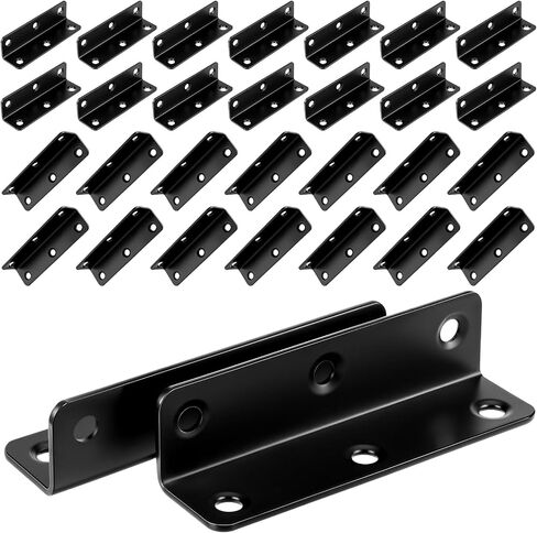30 Pcs 3Inch Stainless Steel Angle Brackets Heavy Duty Black 3.15" x 0.78" L Shape Corner Brackets for Wood, Metal L Right Angle Bracket Hardware for Bed Frame Wooden Furniture Bookshelf in Saudi Arabia