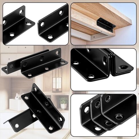 30 Pcs 3Inch Stainless Steel Angle Brackets Heavy Duty Black 3.15" x 0.78" L Shape Corner Brackets for Wood, Metal L Right Angle Bracket Hardware for Bed Frame Wooden Furniture Bookshelf in Saudi Arabia