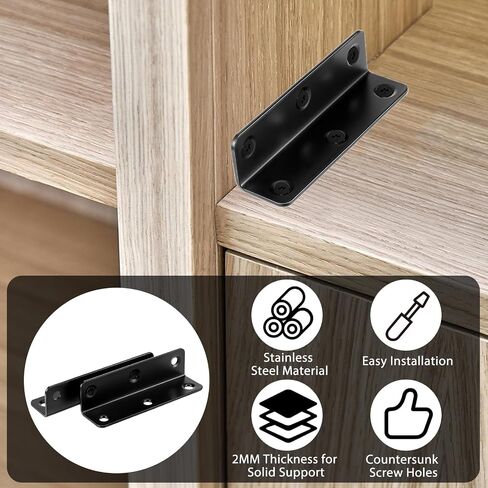 30 Pcs 3Inch Stainless Steel Angle Brackets Heavy Duty Black 3.15" x 0.78" L Shape Corner Brackets for Wood, Metal L Right Angle Bracket Hardware for Bed Frame Wooden Furniture Bookshelf in Saudi Arabia