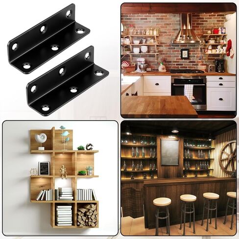 30 Pcs 3Inch Stainless Steel Angle Brackets Heavy Duty Black 3.15" x 0.78" L Shape Corner Brackets for Wood, Metal L Right Angle Bracket Hardware for Bed Frame Wooden Furniture Bookshelf in Saudi Arabia