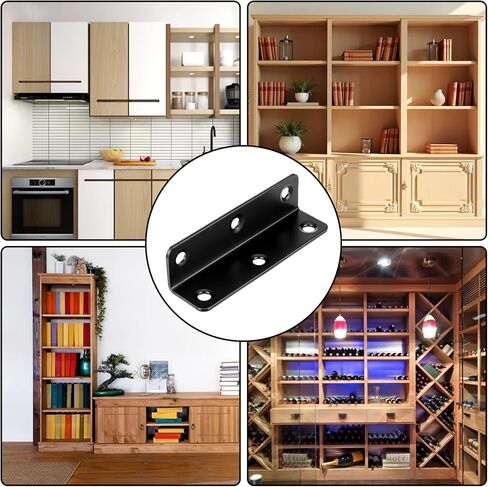 30 Pcs 3Inch Stainless Steel Angle Brackets Heavy Duty Black 3.15" x 0.78" L Shape Corner Brackets for Wood, Metal L Right Angle Bracket Hardware for Bed Frame Wooden Furniture Bookshelf in Saudi Arabia