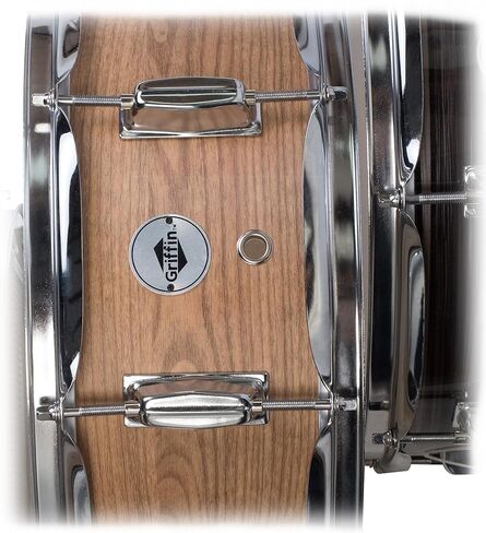 GRIFFIN Snare Drum – 14" x 5.5" (PoplarPro Edition) with Oak Wood PVC Wrap, Coated Head, 8 Tuning Lugs, Deluxe Snare Throw Off & Key in Saudi Arabia