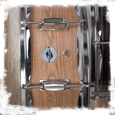 GRIFFIN Snare Drum – 14" x 5.5" (PoplarPro Edition) with Oak Wood PVC Wrap, Coated Head, 8 Tuning Lugs, Deluxe Snare Throw Off & Key in Saudi Arabia