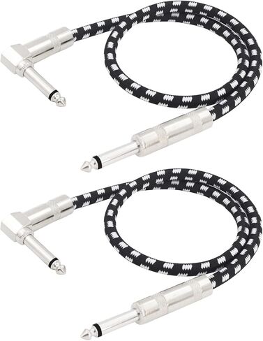 Straight to Right Angle 1/4 Inch Instrument Cable Short TS Guitar Cable Electric Guitar Amp Cord 6.35mm Stereo Audio Cable for Guitar Bass Keyboard and Pro Audio 2 Pack (1.7FT) in Kuwait