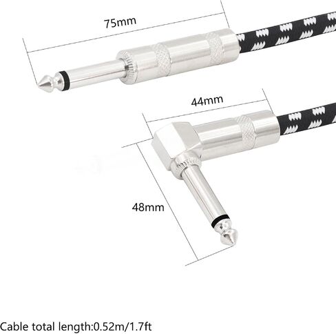 Straight to Right Angle 1/4 Inch Instrument Cable Short TS Guitar Cable Electric Guitar Amp Cord 6.35mm Stereo Audio Cable for Guitar Bass Keyboard and Pro Audio 2 Pack (1.7FT) in Kuwait