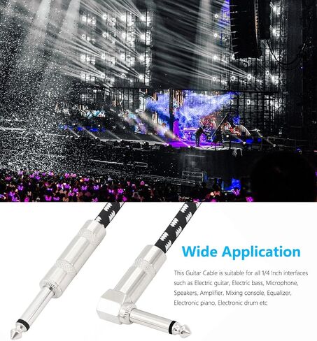 Straight to Right Angle 1/4 Inch Instrument Cable Short TS Guitar Cable Electric Guitar Amp Cord 6.35mm Stereo Audio Cable for Guitar Bass Keyboard and Pro Audio 2 Pack (1.7FT) in Kuwait