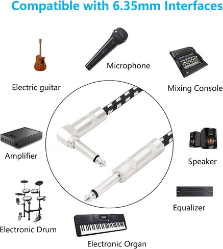 Straight to Right Angle 1/4 Inch Instrument Cable Short TS Guitar Cable Electric Guitar Amp Cord 6.35mm Stereo Audio Cable for Guitar Bass Keyboard and Pro Audio 2 Pack (1.7FT) in Kuwait