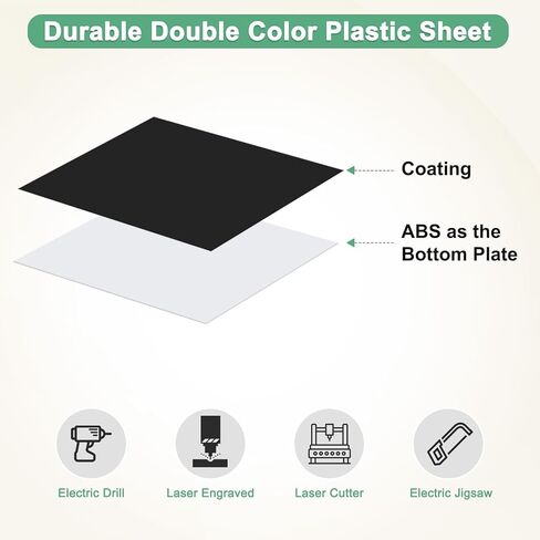 12-Pack Double Color Laser Engraving Blanks 7x11 Inch,1.3mm Thick ABS Plastic Sheet Engraved Material for Name Plate/Yard Signs/Laser Cutting/DIY Carving/Craft[Black/White] in Saudi Arabia