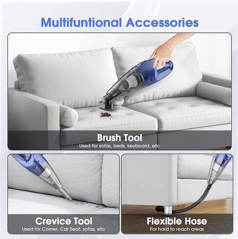 YOOHI Handheld Vacuum Cordless Rechargeable – 6000Pa Mini Hand Held Vacuum, LED Light, 20–25 Mins Runtime, USB Charging, 500ML Cup – Lightweight Small Vacuum Cleaner Cordless for Car/Office/Home in Saudi Arabia