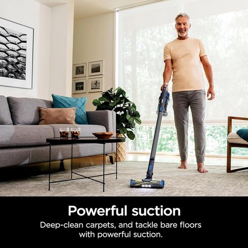 Shark WZ250 Pet Pro Cordless Stick Vacuum مع Powerfins Brushroll ، سعة XL ، فرشاة التنظيف الذاتي ، المصابيح الأمامية LED ، وقت تشغيل 40 دقيقة ، مثالي للحيوانات الأليفة ، الأزرق (متجدد) in Saudi Arabia