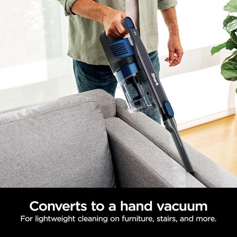 Shark WZ250 Pet Pro Cordless Stick Vacuum مع Powerfins Brushroll ، سعة XL ، فرشاة التنظيف الذاتي ، المصابيح الأمامية LED ، وقت تشغيل 40 دقيقة ، مثالي للحيوانات الأليفة ، الأزرق (متجدد) in Saudi Arabia