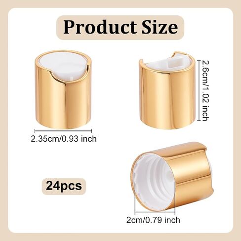 Olycraft 24pcs قبعات أعلى قرص بلاستيكية من الألومنيوم ، غطاء خيط الألومنيوم 24/410 للزجاجة ، قطرها الداخلي 24 ملم ، قبعات الضغط البديلة ، أغطية الاستغناء الدائمة in Saudi Arabia