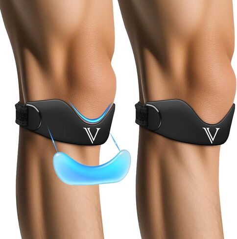 Silicone Patellar Tendon Support Strap 2-Pack, Knee Brace for Women & Men, Adjustable Non-Slip Patella Band Support for Running Basketball in Saudi Arabia