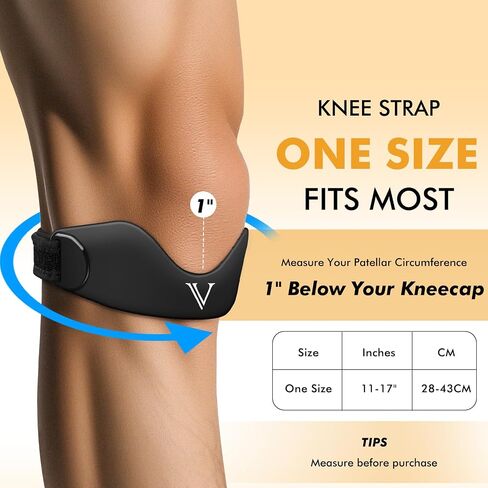 Silicone Patellar Tendon Support Strap 2-Pack, Knee Brace for Women & Men, Adjustable Non-Slip Patella Band Support for Running Basketball in Saudi Arabia