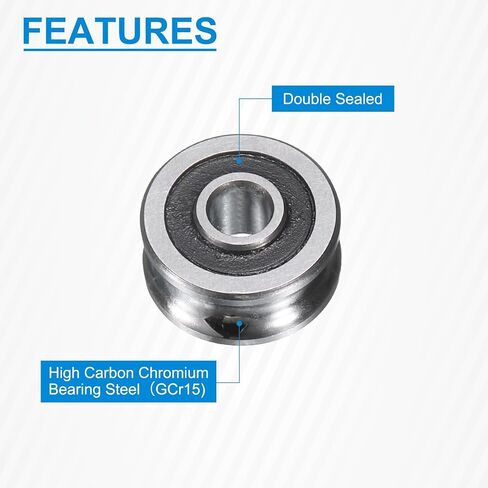 UXCELL 6PCS SG15 Deep U Groove Ball Track دليل محمل 5 مم × 17 مم OD X 9MM عرض مزدوج محكم GCR15 GCR15 عالية الكربون من محامل الدليل ثنائي المحور ، والفضة in Saudi Arabia
