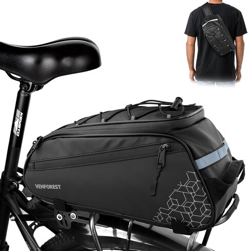 Bike Rear Rack Bag,9L PVC Waterproof Bike Trunk Bag for Road and Mountain Bikes,Bicycle Rear Seat Bag with Rain Cover Bike Saddle Bag for Cycling Trip (Pure Black) in Saudi Arabia