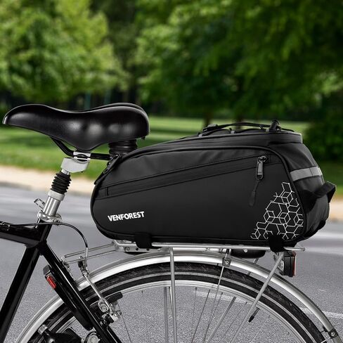 Bike Rear Rack Bag,9L PVC Waterproof Bike Trunk Bag for Road and Mountain Bikes,Bicycle Rear Seat Bag with Rain Cover Bike Saddle Bag for Cycling Trip (Pure Black) in Saudi Arabia