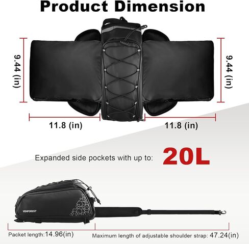 Bike Rear Rack Bag,9L PVC Waterproof Bike Trunk Bag for Road and Mountain Bikes,Bicycle Rear Seat Bag with Rain Cover Bike Saddle Bag for Cycling Trip (Pure Black) in Saudi Arabia