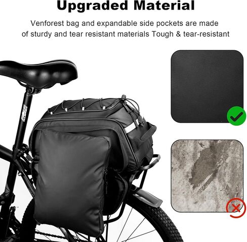Bike Rear Rack Bag,9L PVC Waterproof Bike Trunk Bag for Road and Mountain Bikes,Bicycle Rear Seat Bag with Rain Cover Bike Saddle Bag for Cycling Trip (Pure Black) in Saudi Arabia