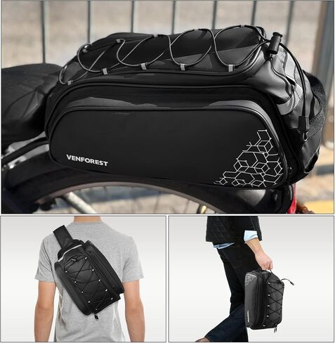Bike Rear Rack Bag,9L PVC Waterproof Bike Trunk Bag for Road and Mountain Bikes,Bicycle Rear Seat Bag with Rain Cover Bike Saddle Bag for Cycling Trip (Pure Black) in Saudi Arabia