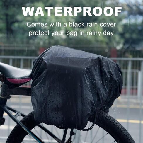 Bike Rear Rack Bag,9L PVC Waterproof Bike Trunk Bag for Road and Mountain Bikes,Bicycle Rear Seat Bag with Rain Cover Bike Saddle Bag for Cycling Trip (Pure Black) in Saudi Arabia