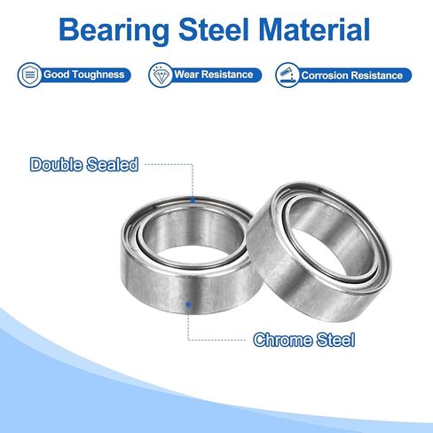 uxcell 10pcs R3ZZ Deep Groove Ball Bearings 3/16" ID x 1/2" OD x 3/16" Height Miniature Bearings Double Metal Shielded Chrome Steel Z3 Bearing for Engineering Machinery, ABEC5 in Saudi Arabia