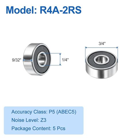 uxcell 5pcs R4-2RS Deep Groove Ball Bearings 1/4" ID x 5/8" OD x 0.196" Height P5 Miniature Bearings Double Metal Shielded Chrome Steel Z3 Bearing for Engineering Machinery, Black in Saudi Arabia