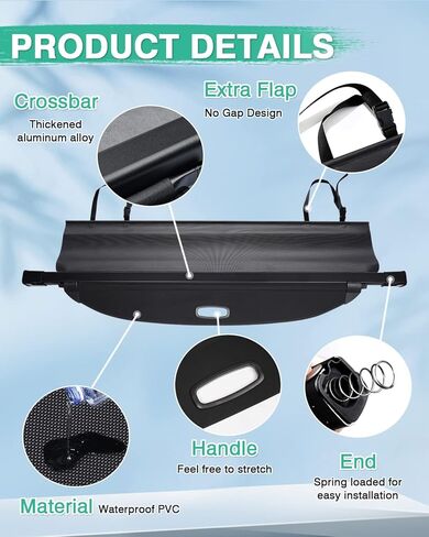 Powerty Cargo Cover for Ford Fiesta Hatchback 2011-2019 Retractable Trunk Cover Trunk Shielding Shade for Fiesta Accessories Cargo Luggage Cover No Gap (Can Withstand Load) in Saudi Arabia
