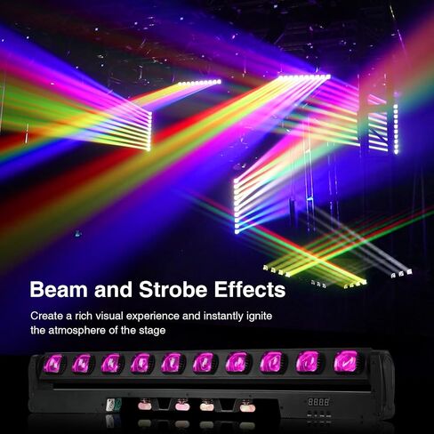Betopper 10x15w RGBW Moving Beam LED Light Bar,10 Eye Stage Light Strobe Beam Like Spider RGBW 4IN1 DMX 512 & Sound Activated DJ Lighting for Theater KTV Club Ball Disco Event L1015(1) in Saudi Arabia
