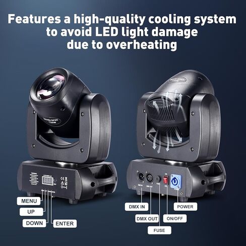 Moving Head Stage Lights 120W LED DJ Lights 8 Gobos 8 Colors Infinite Rotating 8-Facet Prisms Sound Sound Dmx Control for Party Live Show Christmas in Kuwait