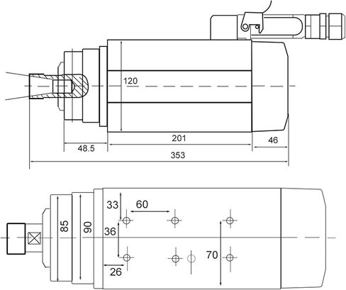 4.5kw ER32 مغزل هواء مربع مربع محرك 220V 380V 4 محمل 18000 دورة في الدقيقة (4.5kw ER32 220V) in Saudi Arabia