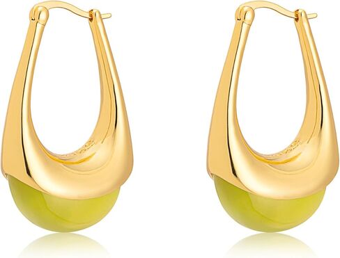 Milan Chiva 14K Gold Hoop Earrings for Women, Plated Chunky Earrings Glitter Sparkle Huggie Dainty Hypoallergenic Hoop Earrings for Womens Jewelry in Kuwait