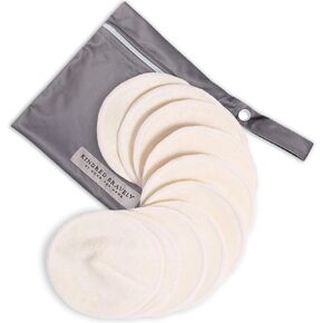 Kindred Bravely Organic Reusable Nursing Pads for Breastfeeding, 10 Pack | Soft washable breast pads with contoured fit and waterproof backing. Absorbent and gentle on sensitive skin with carrying bag in Kuwait