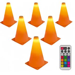 Lexidea LED Light Up Sports Cones (6 Pack) مع التحكم عن بُعد ، ومعدات التدريب الإبداعية لكرة القدم لحفر الرؤية وحفر الرشاقة في الليل ، ومخاريط توهج مع 13 لونًا (مجموعة التحكم في الضوء A) in Kuwait
