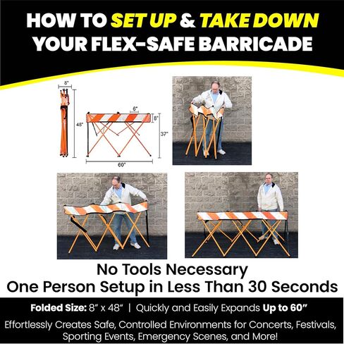 Safety Barricade, Portable Expanding Security Barrier, 5 Feet, Orange in Saudi Arabia