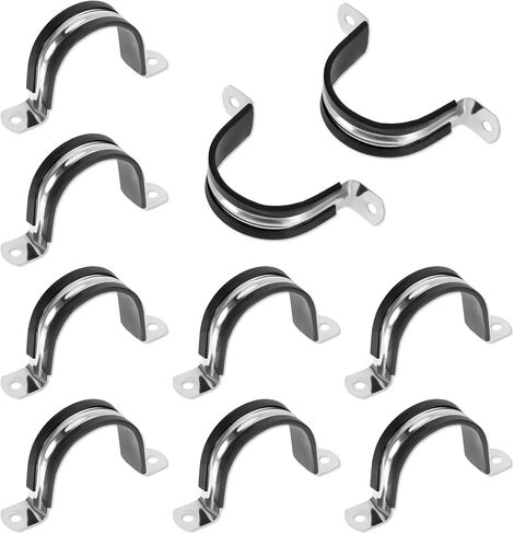 2 Inch 2 Hole Strap Clamp 10PCS U Bracket Conduit Clamp Reinforced Rigid Strap Rubber Cushioned Insulated Straps Conduit Fastener with Rubber Straps for Mounting Plumber Installation(50mm) in Saudi Arabia