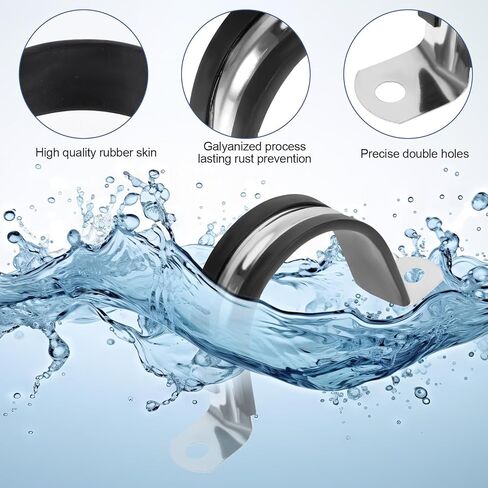 2 Inch 2 Hole Strap Clamp 10PCS U Bracket Conduit Clamp Reinforced Rigid Strap Rubber Cushioned Insulated Straps Conduit Fastener with Rubber Straps for Mounting Plumber Installation(50mm) in Saudi Arabia